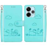 For Xiaomi Poco M6 4G Cute Cats RFID Leather Phone Case(Green)