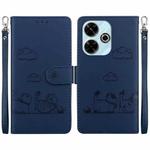 For Xiaomi Poco M6 4G Cute Cats RFID Leather Phone Case(Blue)