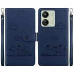 For Xiaomi Poco C65 4G Cute Cats RFID Leather Phone Case(Blue)