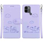 For Xiaomi Poco C50 Cute Cats RFID Leather Phone Case(Purple)