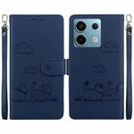 For Xiaomi Poco X6 5G Global Cute Cats RFID Leather Phone Case(Blue)