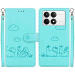 For Xiaomi Poco F6 Pro Cute Cats RFID Leather Phone Case(Green)