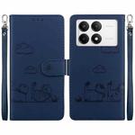 For Xiaomi Poco F6 Pro Cute Cats RFID Leather Phone Case(Blue)