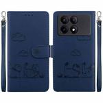 For Xiaomi Poco X6 Pro Cute Cats RFID Leather Phone Case(Blue)