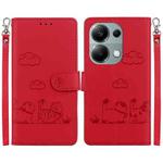 For Xiaomi Poco M6 Pro 4G Cute Cats RFID Leather Phone Case(Red)