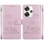 For Xiaomi Poco F6 Cute Cats RFID Leather Phone Case(Rose Gold)