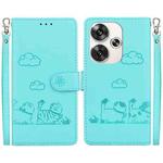 For Xiaomi Poco F6 Cute Cats RFID Leather Phone Case(Green)