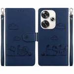 For Xiaomi Poco F6 Cute Cats RFID Leather Phone Case(Blue)