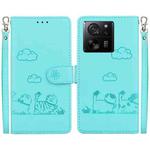 For Xiaomi 13T / 13T Pro Cute Cats RFID Leather Phone Case(Green)