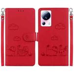 For Xiaomi 13 Lite / Civi 2 Cute Cats RFID Leather Phone Case(Red)