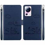 For Xiaomi 13 Lite / Civi 2 Cute Cats RFID Leather Phone Case(Blue)