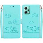 For Xiaomi Poco X5 Cute Cats RFID Leather Phone Case(Green)