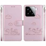 For Xiaomi 15 Cute Cats RFID Leather Phone Case(Rose Gold)