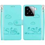 For Xiaomi 15 Cute Cats RFID Leather Phone Case(Green)