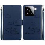 For Xiaomi 15 Cute Cats RFID Leather Phone Case(Blue)