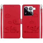 For Xiaomi 15 Pro Cute Cats RFID Leather Phone Case(Red)