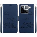 For Xiaomi 15 Pro Cute Cats RFID Leather Phone Case(Blue)