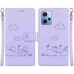 For Redmi Note 12 4G Global Cute Cats RFID Leather Phone Case(Purple)