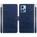 For Redmi Note 12 4G Global Cute Cats RFID Leather Phone Case(Blue)