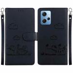 For Redmi Note 12 4G Global Cute Cats RFID Leather Phone Case(Black)