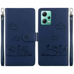 For Redmi Note 12 5G Global Cute Cats RFID Leather Phone Case(Blue)