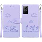 For Redmi Note 12S Cute Cats RFID Leather Phone Case(Purple)