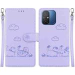 For Redmi 12C / 11A Cute Cats RFID Leather Phone Case(Purple)