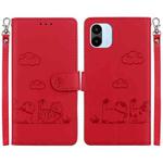 For Redmi A1 / A2 Cute Cats RFID Leather Phone Case(Red)