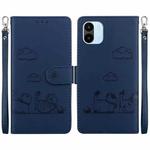 For Redmi A1 / A2 Cute Cats RFID Leather Phone Case(Blue)