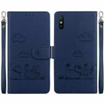 For Redmi 9A / 9i Sport Cute Cats RFID Leather Phone Case(Blue)