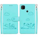 For Redmi 9C / 9 Activ Cute Cats RFID Leather Phone Case(Green)