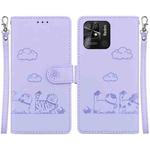 For Redmi 10C Cute Cats RFID Leather Phone Case(Purple)