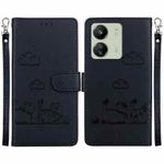 For Redmi 13C 4G / 5G Cute Cats RFID Leather Phone Case(Black)