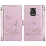 For Redmi Note 9 Pro Cute Cats RFID Leather Phone Case(Rose Gold)