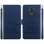 For Redmi Note 9 Pro Cute Cats RFID Leather Phone Case(Blue)