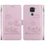 For Redmi Note 9 / 10X 4G Cute Cats RFID Leather Phone Case(Rose Gold)