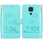 For Redmi Note 9 / 10X 4G Cute Cats RFID Leather Phone Case(Green)