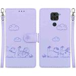 For Redmi Note 9 / 10X 4G Cute Cats RFID Leather Phone Case(Purple)