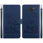 For Redmi Note 9 / 10X 4G Cute Cats RFID Leather Phone Case(Blue)