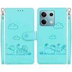 For Redmi Note 13 5G Cute Cats RFID Leather Phone Case(Green)