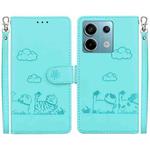 For Redmi Note 13 Pro 5G Cute Cats RFID Leather Phone Case(Green)