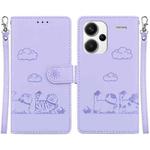 For Redmi Note 13 Pro+ 5G Cute Cats RFID Leather Phone Case(Purple)