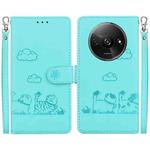 For Redmi A3 Cute Cats RFID Leather Phone Case(Green)