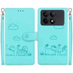 For Redmi K70E Cute Cats RFID Leather Phone Case(Green)