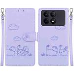 For Redmi K70E Cute Cats RFID Leather Phone Case(Purple)