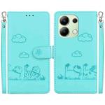 For Redmi Note 13 4G Global Cute Cats RFID Leather Phone Case(Green)