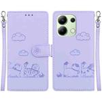 For Redmi Note 13 4G Global Cute Cats RFID Leather Phone Case(Purple)