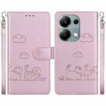 For Redmi Note 13 Pro 4G Cute Cats RFID Leather Phone Case(Rose Gold)