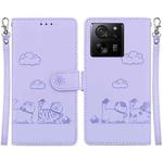 For Redmi K60 Ultra Cute Cats RFID Leather Phone Case(Purple)