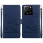 For Redmi K60 Ultra Cute Cats RFID Leather Phone Case(Blue)